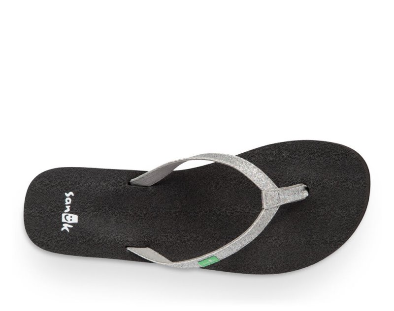 Sanuk Yoga Joy Sparkle Women's Flip Flops Silver | Canada 81PJJ